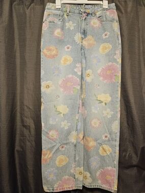 wild fable Light Wash Floral Wide Leg Jeans